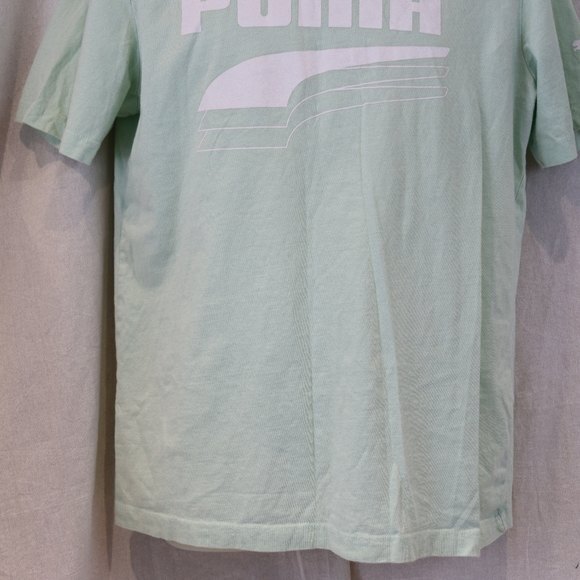 Puma Pastel Green Seafoam Mint Logo T-Shirt Unisex Medium Sporty Casual - Picture 4 of 9